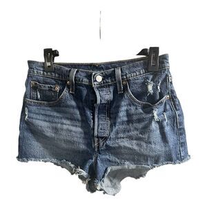 Levi's 501 Dark Wash Women Size‎ 29 Original Fit High Rise Distressed Shorts